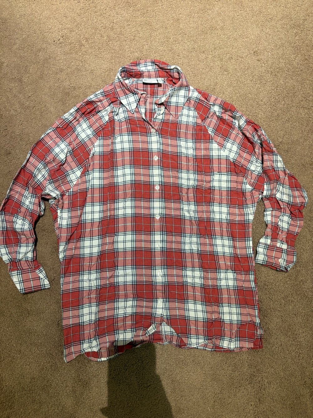 ASOS red and white plaid button up size 4